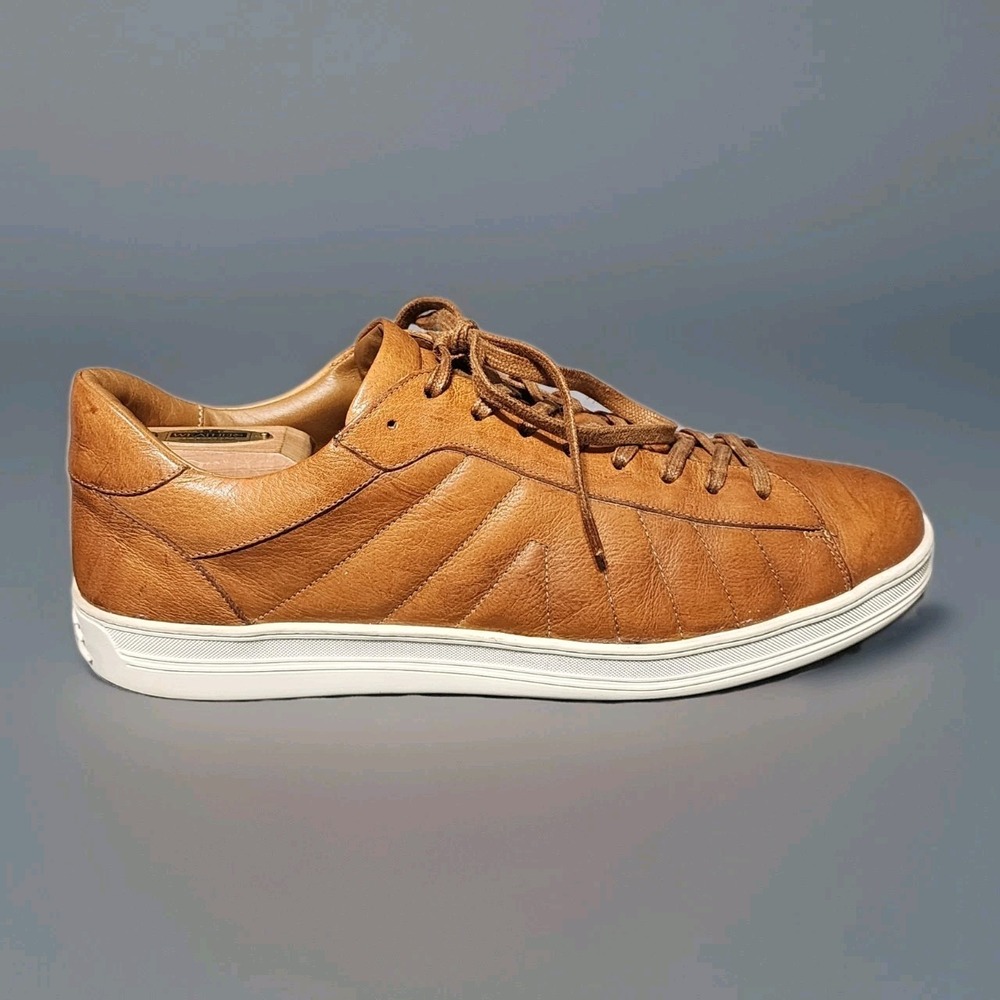M. Gemi Mens 12 Italian Leather Quilted Sneakers Tan Eu 45 - Picture 5 of 11